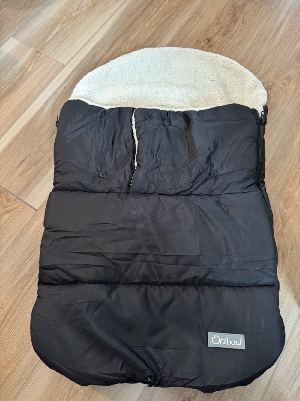 Black Sherpa-Lined Baby Footmuff - Cozy Infant Stroller Cover
